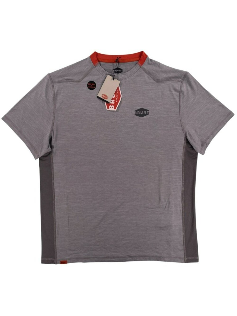 Brunt McKenna Tech Short Sleeve Tee Grey Heather UPF 50+ Men's Size Large NEW